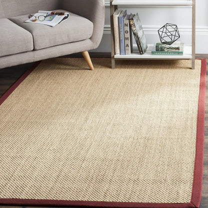 SAFAVIEH Area Rug 11x15 - Natural Fiber Collection - Large - Maize & Linen Color, Sisal, Woven Design with Border (NF141B) - Colors A