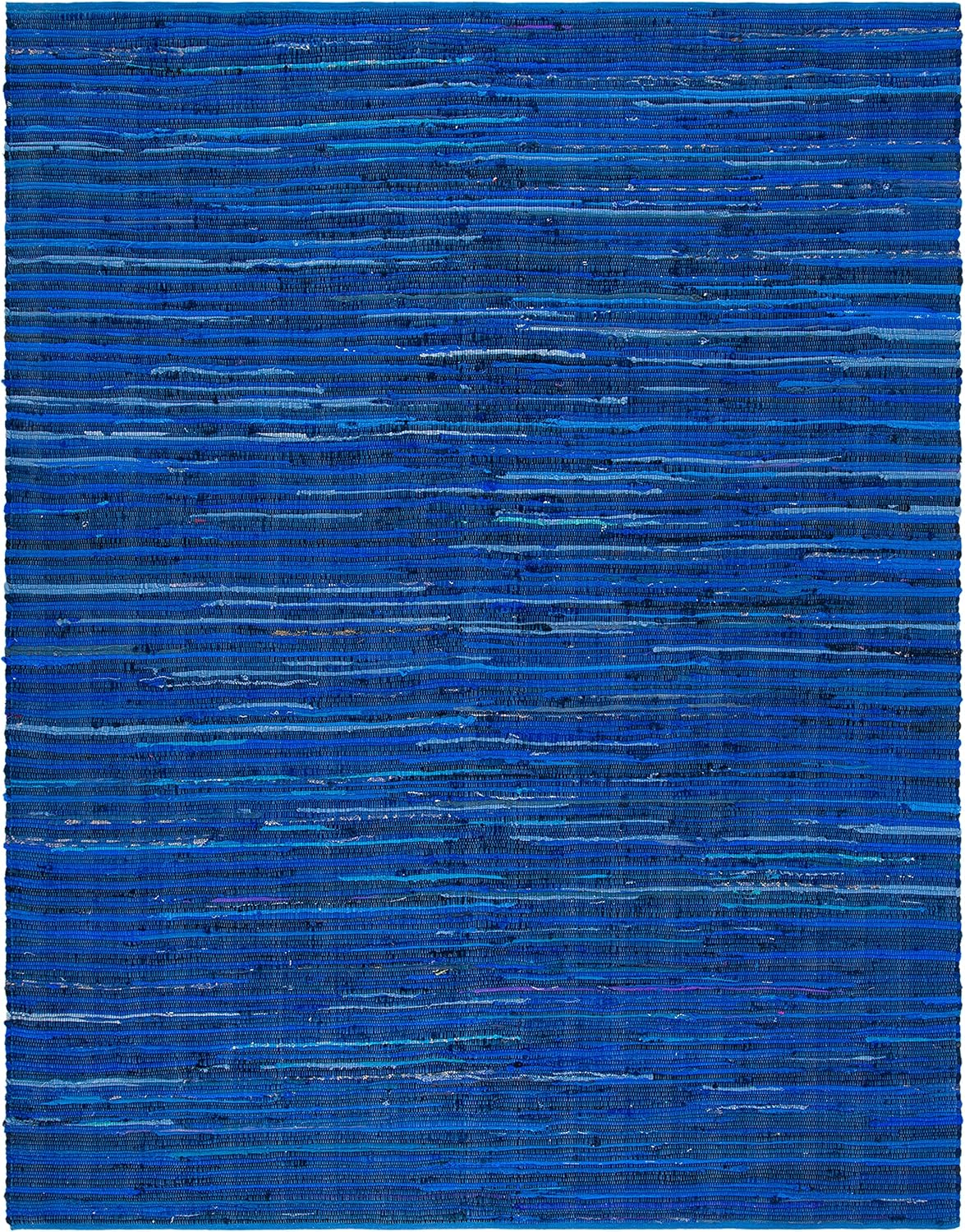 SAFAVIEH Area Rug 3x5 - Rag Rug Collection - Blue & Multi, Handmade Cotton, Boho Stripe Pattern, Ideal for Entryway, Living Room, Bedroom, Dining Space (RAR130B)
