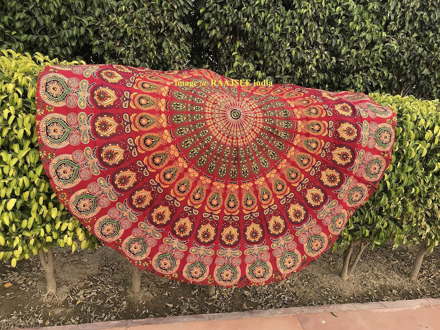 raajsee Purple Round Beach Tapestry Hippie/Boho Beach Blanket Mandala/Indian Cotton Throw - Round Tablecloth/Home Decor/Indie Rug Yoga Mat Meditation Picnic Rugs 127 CM / 50 INCHE Circle
