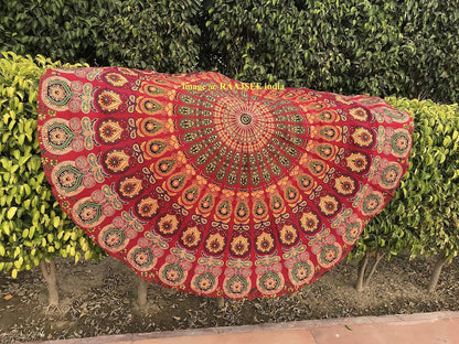 raajsee Purple Round Beach Tapestry Hippie/Boho Beach Blanket Mandala/Indian Cotton Throw - Round Tablecloth/Home Decor/Indie Rug Yoga Mat Meditation Picnic Rugs 127 CM / 50 INCHE Circle