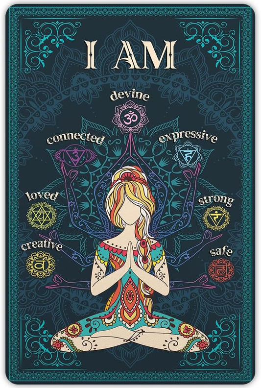 Chakra Area Rug, Meditation & Yoga Carpet for Living Room, Bedroom Mandalas Boho Style Non-Slip Machine Washable Rugs for Women Adults Yoga Lovers Bohemian Floor Mat Office Decor (YOGA-DS01)