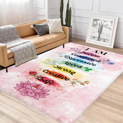 Chakra Area Rug, Meditation & Yoga Carpet for Living Room, Bedroom Mandalas Boho Style Non-Slip Machine Washable Rugs for Women Adults Yoga Lovers Bohemian Floor Mat Office Decor (YOGA-DS01)