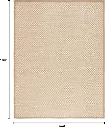 Area Rug 11x15 - Natural Fiber Collection - Large - Maize & Linen Color, Sisal, Woven Design with Border (NF141B) - Colors B