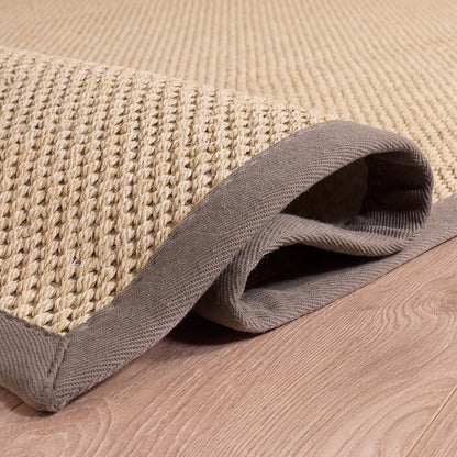 Area Rug 11x15 - Natural Fiber Collection - Large - Maize & Linen Color, Sisal, Woven Design with Border (NF141B) - Colors B