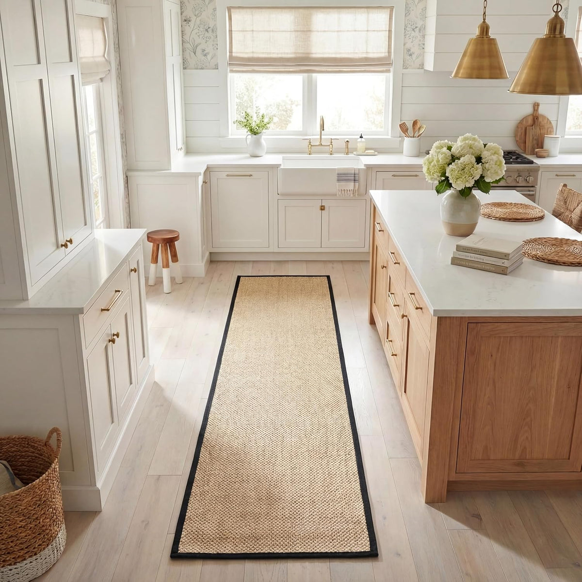 Area Rug 11x15 - Natural Fiber Collection - Large - Maize & Linen Color, Sisal, Woven Design with Border (NF141B) - Colors B