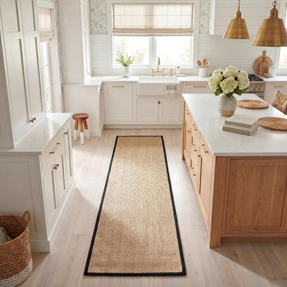 Area Rug 11x15 - Natural Fiber Collection - Large - Maize & Linen Color, Sisal, Woven Design with Border (NF141B) - Colors B