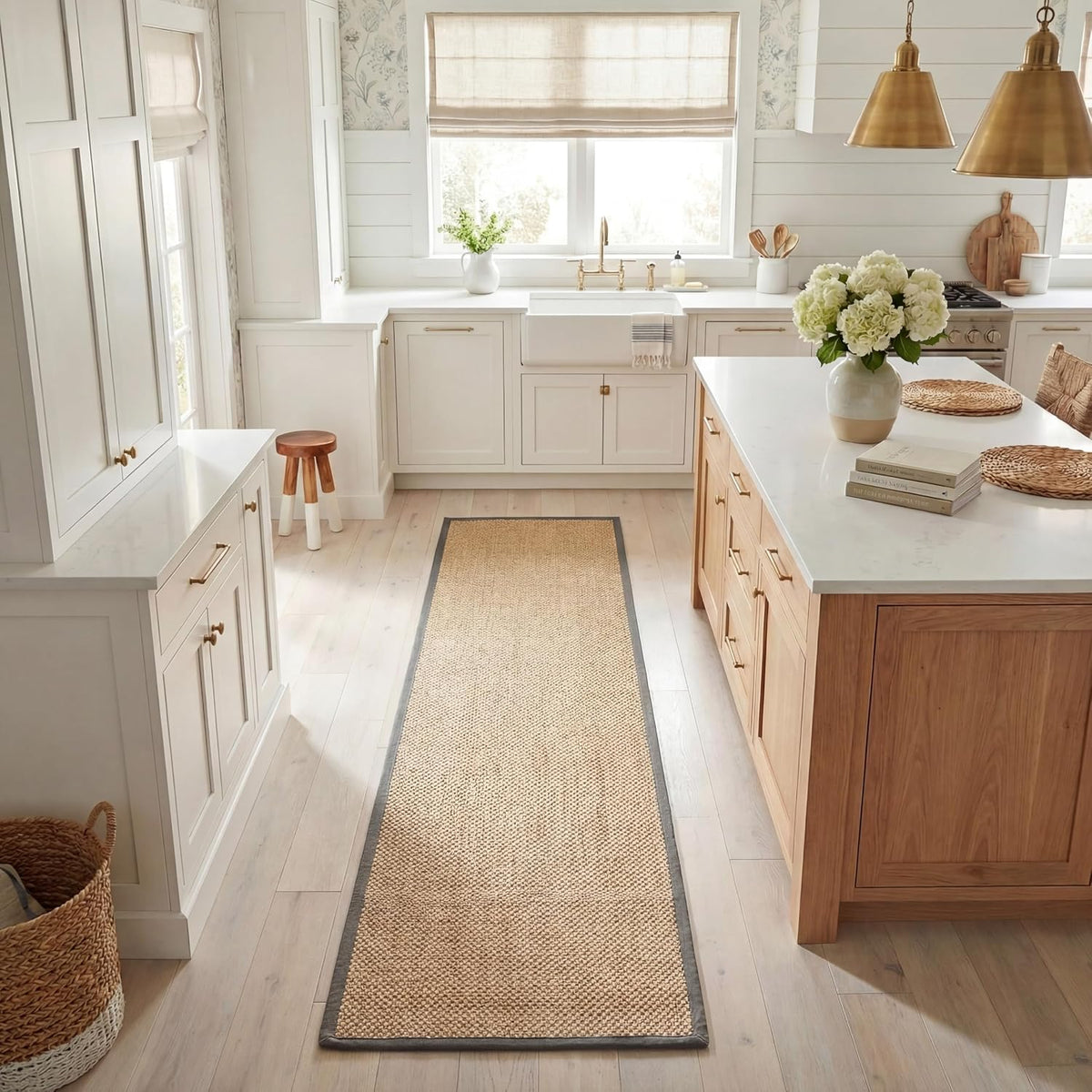 Area Rug 11x15 - Natural Fiber Collection - Large - Maize & Linen Color, Sisal, Woven Design with Border (NF141B) - Colors B