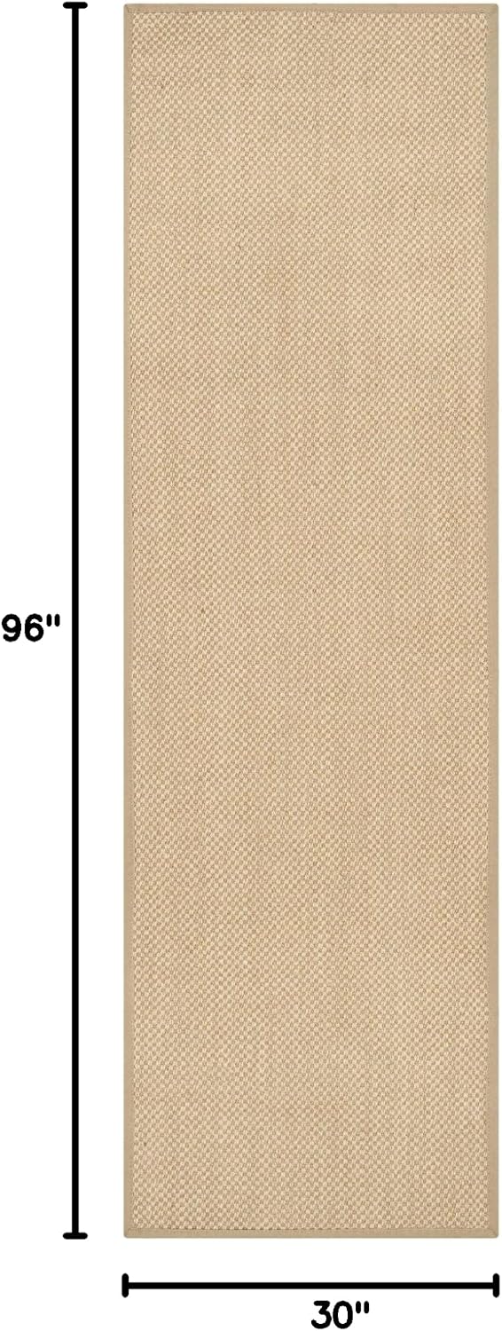 Area Rug 11x15 - Natural Fiber Collection - Large - Maize & Linen Color, Sisal, Woven Design with Border (NF141B) - Colors B