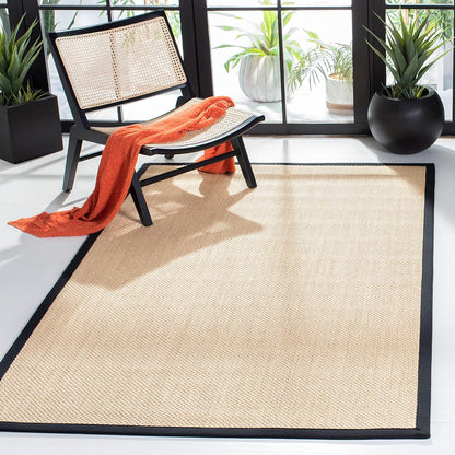 Area Rug 11x15 - Natural Fiber Collection - Large - Maize & Linen Color, Sisal, Woven Design with Border (NF141B) - Colors B
