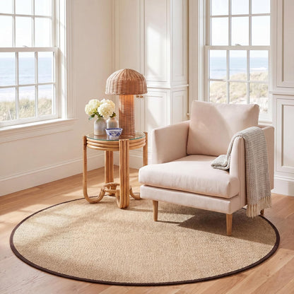 Area Rug 11x15 - Natural Fiber Collection - Large - Maize & Linen Color, Sisal, Woven Design with Border (NF141B) - Colors B