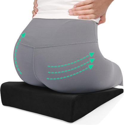 Hip Lift Wedge Pad for Butt Training & Posture Correction, Firm EVA Yoga Block Alternative, Non-Slip Floor/Chair Exercise Mat, 15.7"x12.5"x3", Black