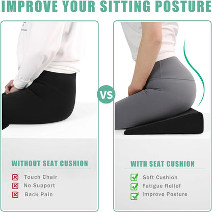 Hip Lift Wedge Pad for Butt Training & Posture Correction, Firm EVA Yoga Block Alternative, Non-Slip Floor/Chair Exercise Mat, 15.7"x12.5"x3", Black