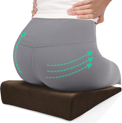 Hip Lift Wedge Pad for Butt Training & Posture Correction, Firm EVA Yoga Block Alternative, Non-Slip Floor/Chair Exercise Mat, 15.7"x12.5"x3", Black