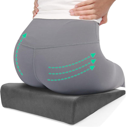 Hip Lift Wedge Pad for Butt Training & Posture Correction, Firm EVA Yoga Block Alternative, Non-Slip Floor/Chair Exercise Mat, 15.7"x12.5"x3", Black