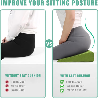 Hip Lift Wedge Pad for Butt Training & Posture Correction, Firm EVA Yoga Block Alternative, Non-Slip Floor/Chair Exercise Mat, 15.7"x12.5"x3", Black