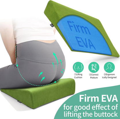Hip Lift Wedge Pad for Butt Training & Posture Correction, Firm EVA Yoga Block Alternative, Non-Slip Floor/Chair Exercise Mat, 15.7"x12.5"x3", Black