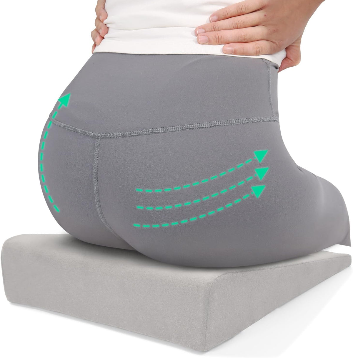 Hip Lift Wedge Pad for Butt Training & Posture Correction, Firm EVA Yoga Block Alternative, Non-Slip Floor/Chair Exercise Mat, 15.7"x12.5"x3", Black
