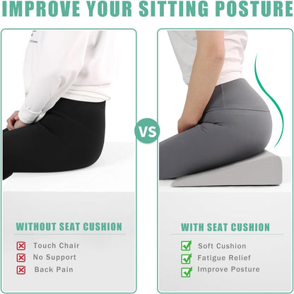 Hip Lift Wedge Pad for Butt Training & Posture Correction, Firm EVA Yoga Block Alternative, Non-Slip Floor/Chair Exercise Mat, 15.7"x12.5"x3", Black