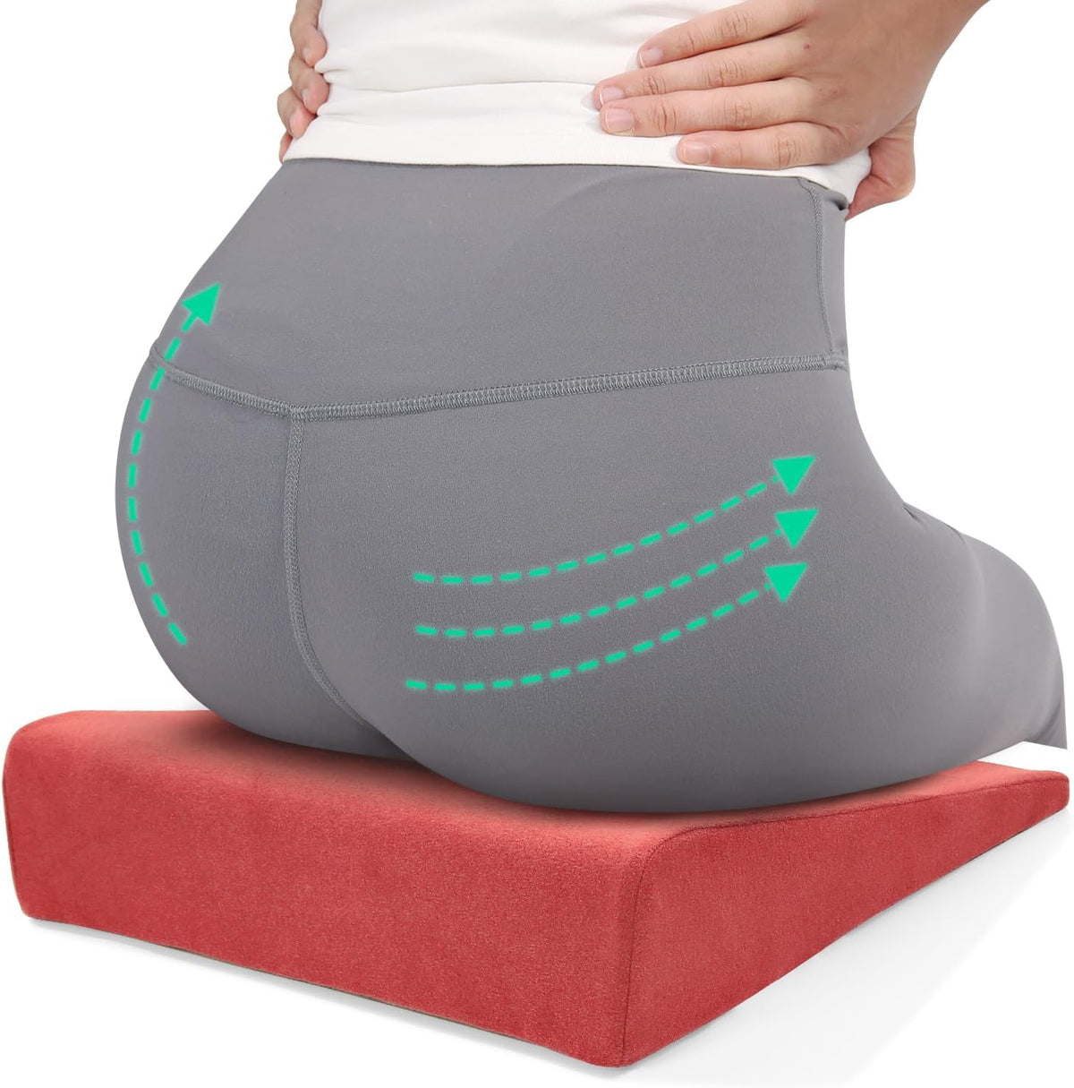 Hip Lift Wedge Pad for Butt Training & Posture Correction, Firm EVA Yoga Block Alternative, Non-Slip Floor/Chair Exercise Mat, 15.7"x12.5"x3", Black