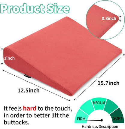 Hip Lift Wedge Pad for Butt Training & Posture Correction, Firm EVA Yoga Block Alternative, Non-Slip Floor/Chair Exercise Mat, 15.7"x12.5"x3", Black