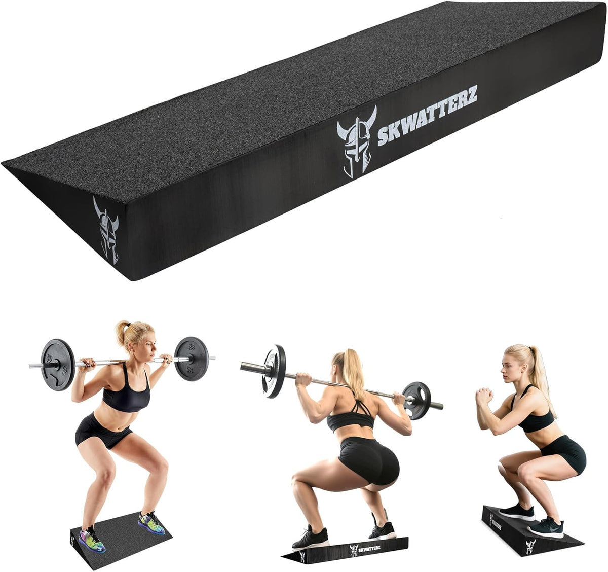 Slant Board Squat Wedge Boards For Exercise - ATG Workout Wedge With Anti Slip Sandgrip Layer Already Mounted - Calf Raise Block & Bulgarian Split Stand Squats wedges Incline - Heel Elevated Blocks
