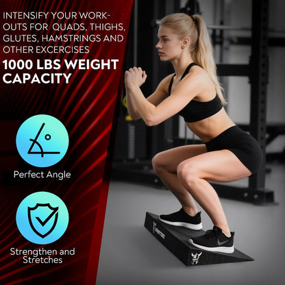 Slant Board Squat Wedge Boards For Exercise - ATG Workout Wedge With Anti Slip Sandgrip Layer Already Mounted - Calf Raise Block & Bulgarian Split Stand Squats wedges Incline - Heel Elevated Blocks