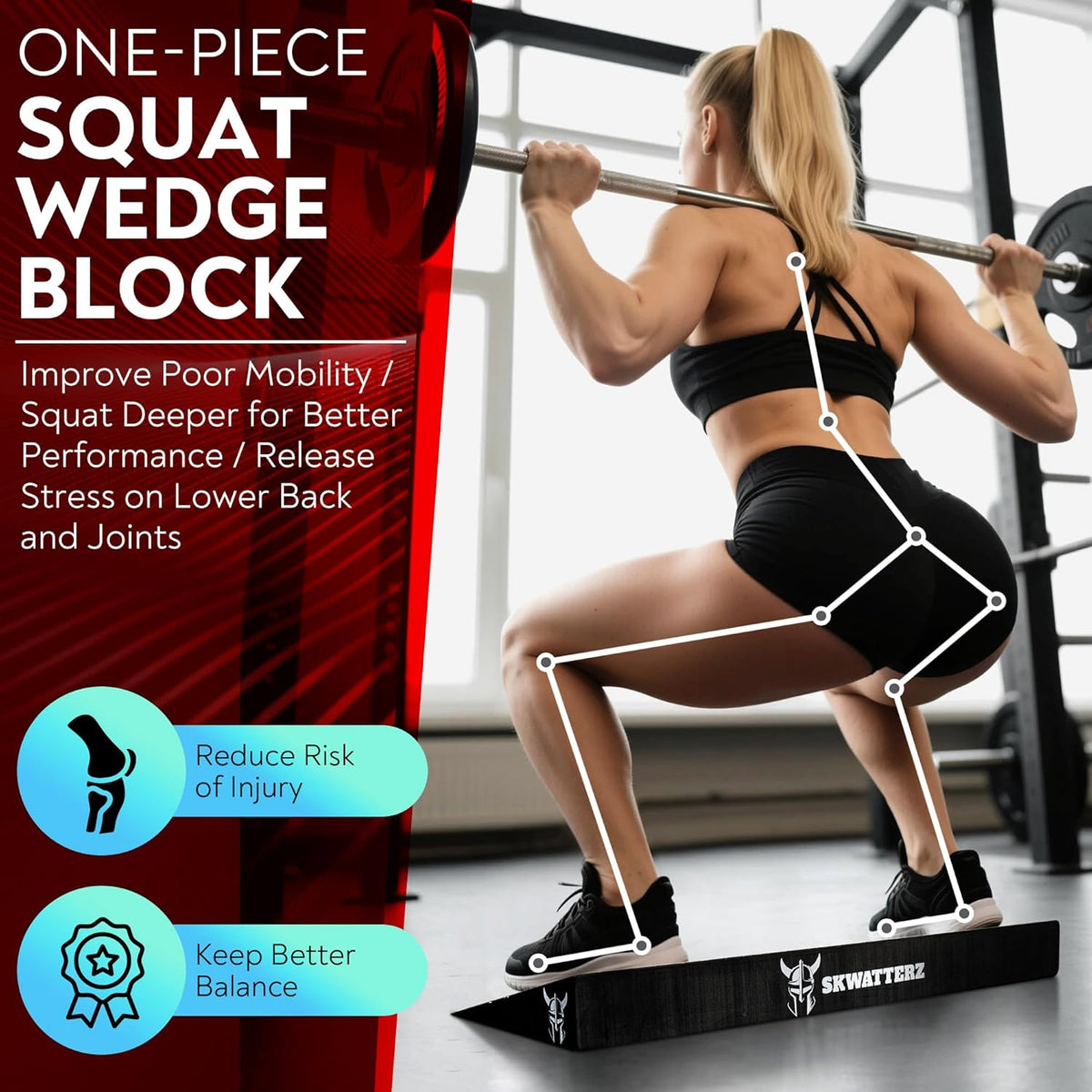 Slant Board Squat Wedge Boards For Exercise - ATG Workout Wedge With Anti Slip Sandgrip Layer Already Mounted - Calf Raise Block & Bulgarian Split Stand Squats wedges Incline - Heel Elevated Blocks