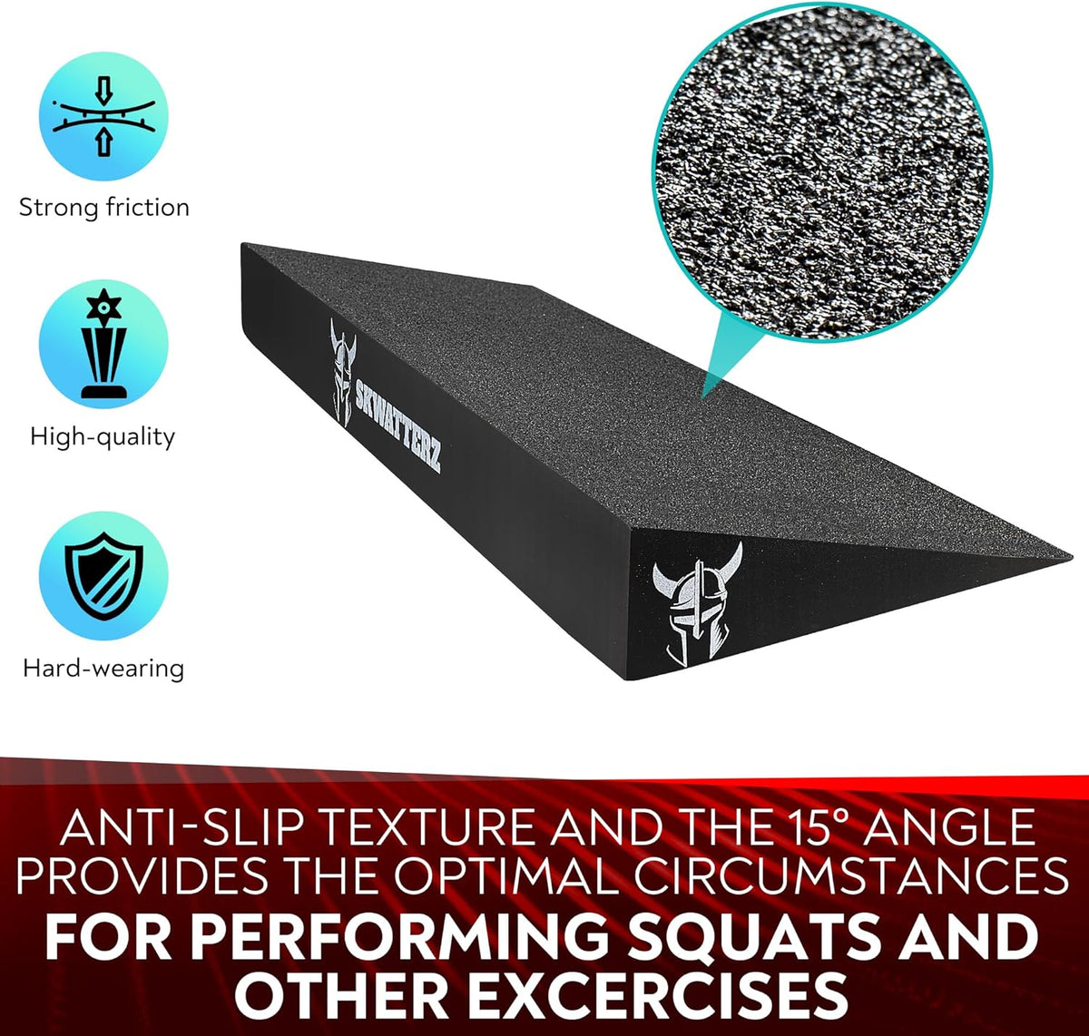 Slant Board Squat Wedge Boards For Exercise - ATG Workout Wedge With Anti Slip Sandgrip Layer Already Mounted - Calf Raise Block & Bulgarian Split Stand Squats wedges Incline - Heel Elevated Blocks