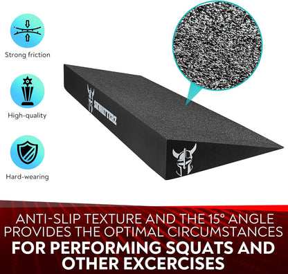 Slant Board Squat Wedge Boards For Exercise - ATG Workout Wedge With Anti Slip Sandgrip Layer Already Mounted - Calf Raise Block & Bulgarian Split Stand Squats wedges Incline - Heel Elevated Blocks