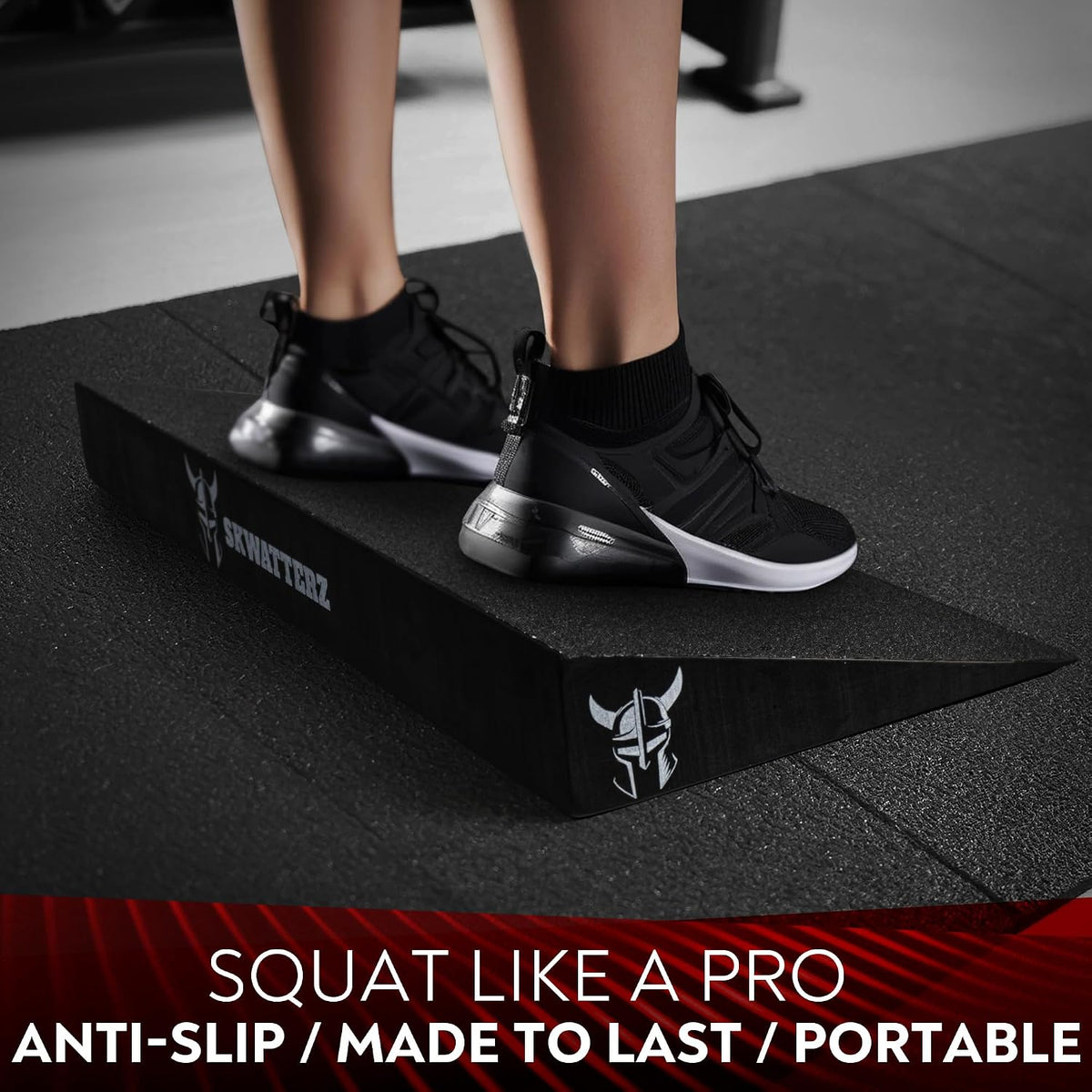 Slant Board Squat Wedge Boards For Exercise - ATG Workout Wedge With Anti Slip Sandgrip Layer Already Mounted - Calf Raise Block & Bulgarian Split Stand Squats wedges Incline - Heel Elevated Blocks