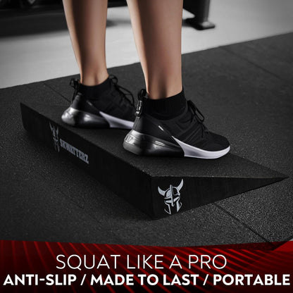 Slant Board Squat Wedge Boards For Exercise - ATG Workout Wedge With Anti Slip Sandgrip Layer Already Mounted - Calf Raise Block & Bulgarian Split Stand Squats wedges Incline - Heel Elevated Blocks