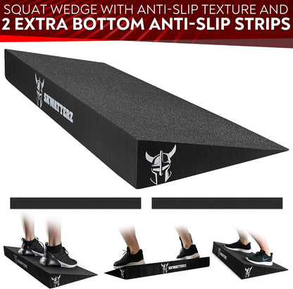 Slant Board Squat Wedge Boards For Exercise - ATG Workout Wedge With Anti Slip Sandgrip Layer Already Mounted - Calf Raise Block & Bulgarian Split Stand Squats wedges Incline - Heel Elevated Blocks