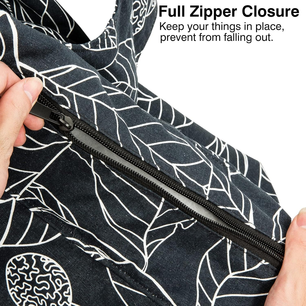 Extra Large Yoga Mat Bag with Zippered Top & 5 Pockets - Premium Canvas Tote with Yoga Mat Carrying Strap for Pilates, Gym, Fitness Block & Gear
