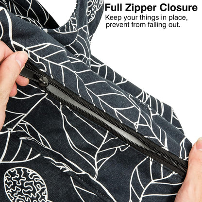 Extra Large Yoga Mat Bag with Zippered Top & 5 Pockets - Premium Canvas Tote with Yoga Mat Carrying Strap for Pilates, Gym, Fitness Block & Gear