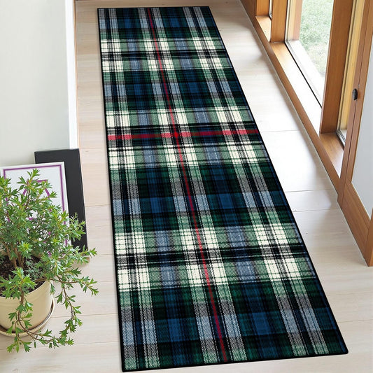 Runner Rug Washable 2x6 White Navy Blue Green Tartan Plaid Scottish Texture from Tartan Plaid Non-Slip Hallway Area Rug Indoor Outdoor Home Decor for Entryway Bathroom Kitchen Carpet Yoga Floor Mat