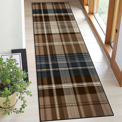 Runner Rug Washable 2x6 White Navy Blue Green Tartan Plaid Scottish Texture from Tartan Plaid Non-Slip Hallway Area Rug Indoor Outdoor Home Decor for Entryway Bathroom Kitchen Carpet Yoga Floor Mat
