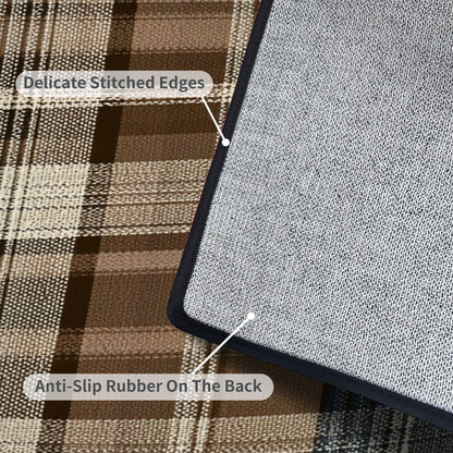 Runner Rug Washable 2x6 White Navy Blue Green Tartan Plaid Scottish Texture from Tartan Plaid Non-Slip Hallway Area Rug Indoor Outdoor Home Decor for Entryway Bathroom Kitchen Carpet Yoga Floor Mat