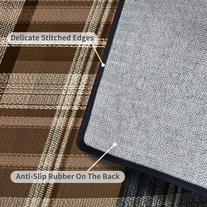 Runner Rug Washable 2x6 White Navy Blue Green Tartan Plaid Scottish Texture from Tartan Plaid Non-Slip Hallway Area Rug Indoor Outdoor Home Decor for Entryway Bathroom Kitchen Carpet Yoga Floor Mat