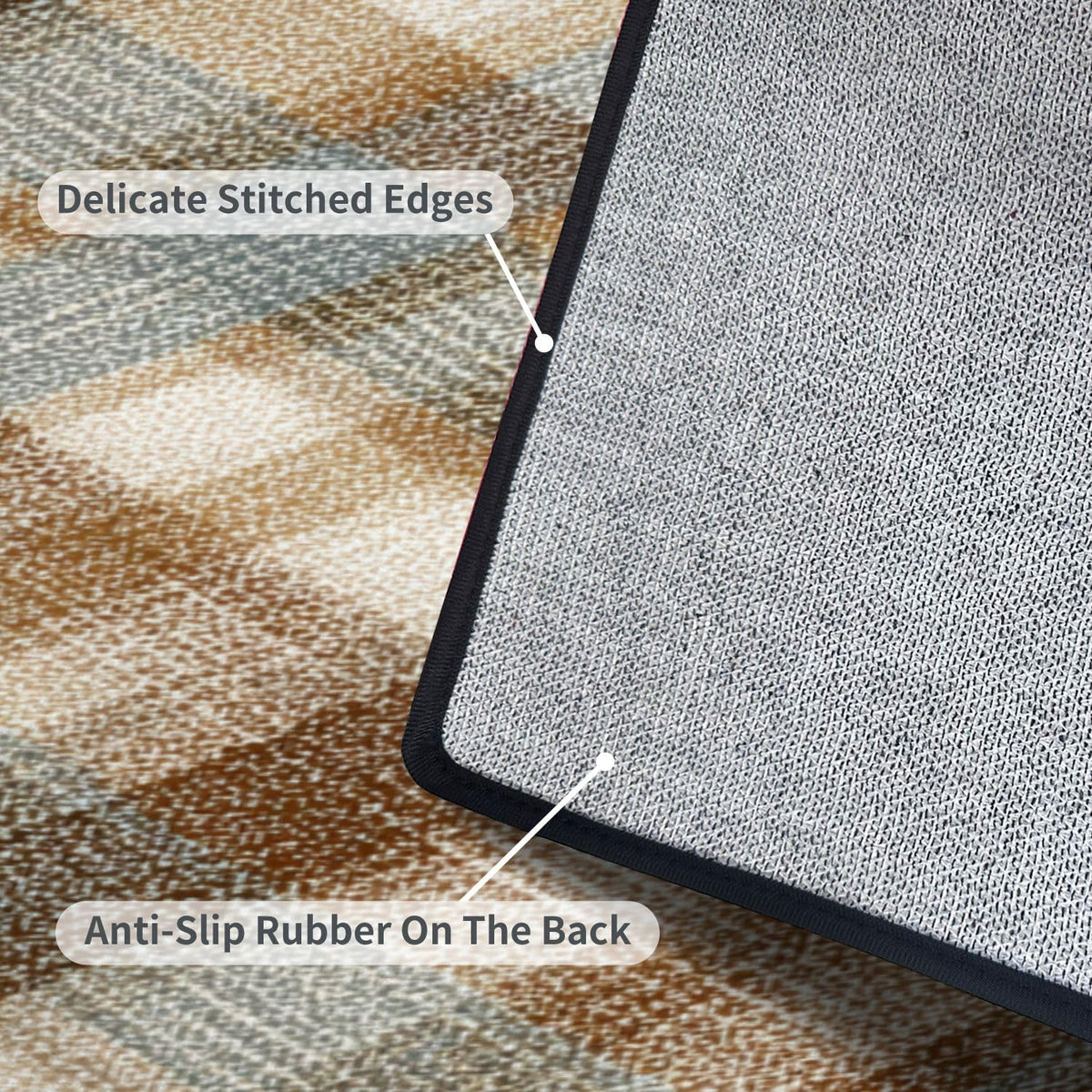 Runner Rug Washable 2x6 White Navy Blue Green Tartan Plaid Scottish Texture from Tartan Plaid Non-Slip Hallway Area Rug Indoor Outdoor Home Decor for Entryway Bathroom Kitchen Carpet Yoga Floor Mat