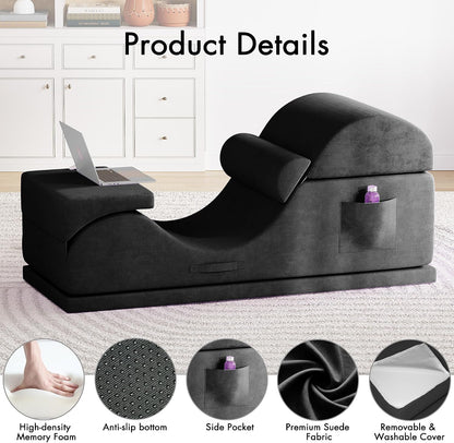 Convertible Yoga Chair for Adults, Ergonomic Foam Lounge with Lumbar Pillow