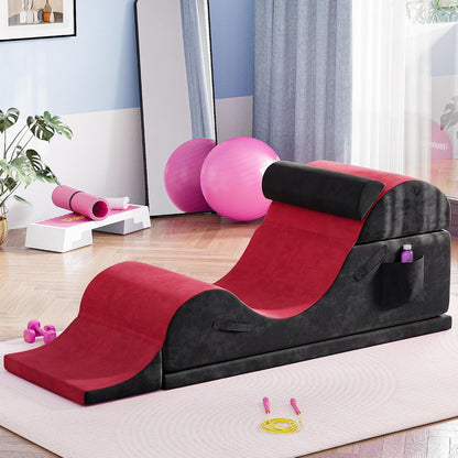 Convertible Yoga Chair for Adults, Ergonomic Foam Lounge with Lumbar Pillow