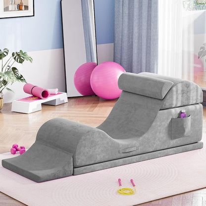 Convertible Yoga Chair for Adults, Ergonomic Foam Lounge with Lumbar Pillow