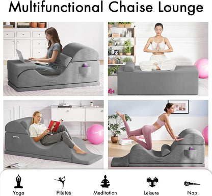 Convertible Yoga Chair for Adults, Ergonomic Foam Lounge with Lumbar Pillow