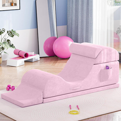 Convertible Yoga Chair for Adults, Ergonomic Foam Lounge with Lumbar Pillow