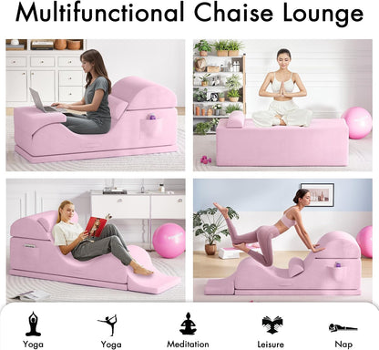 Convertible Yoga Chair for Adults, Ergonomic Foam Lounge with Lumbar Pillow