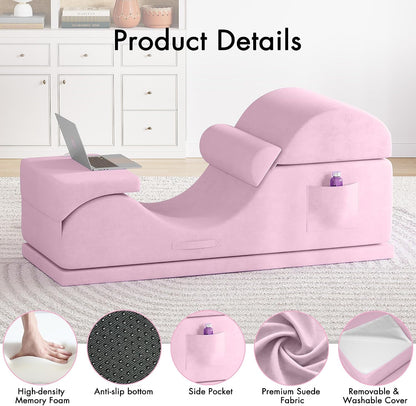 Convertible Yoga Chair for Adults, Ergonomic Foam Lounge with Lumbar Pillow