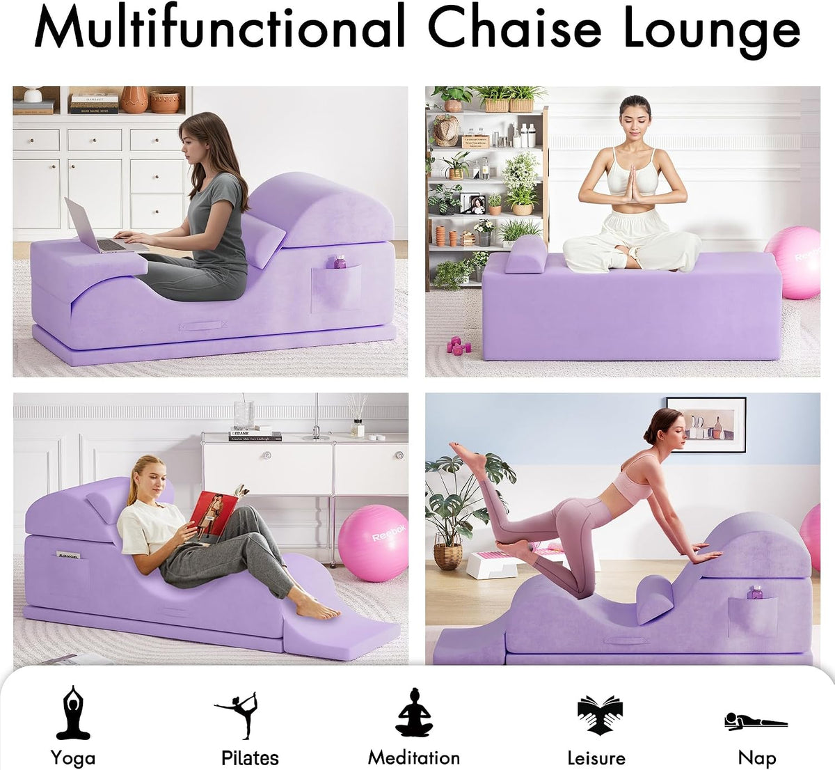 Convertible Yoga Chair for Adults, Ergonomic Foam Lounge with Lumbar Pillow