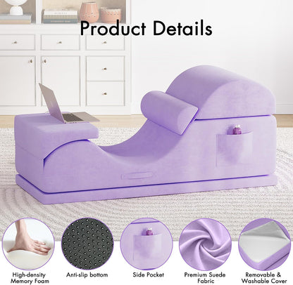 Convertible Yoga Chair for Adults, Ergonomic Foam Lounge with Lumbar Pillow