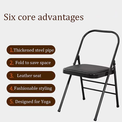 Pilates Yoga Chair,Iyengar Auxiliary Chair,Yoga Chair Reinforced Yoga Special Auxiliary Chair Folding Chair Seat Solid Anti-Slip Black,Black
