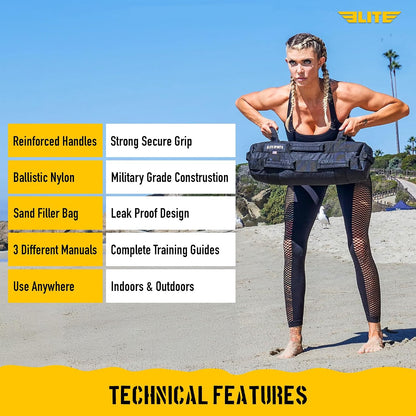 Workout Sandbag for Versatile, Intensive Core Muscles Fitness, Strength Training with Strategic Handle Placement (Unfilled)